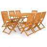 Set comedor de jardín plegable 9 piezas madera maciza de acacia 1