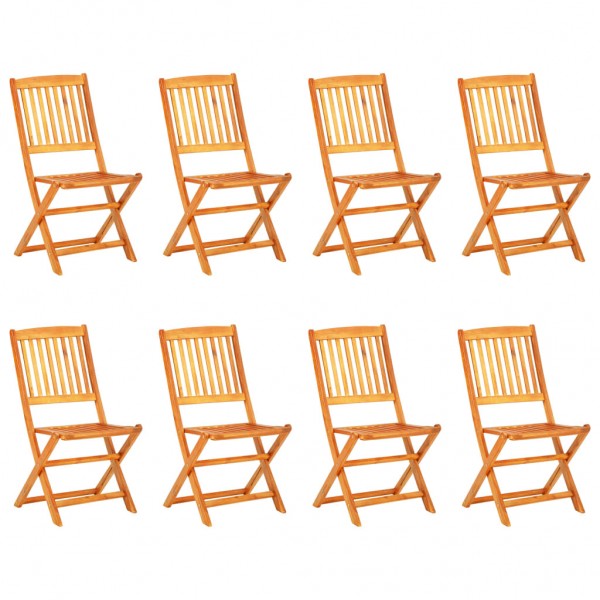 9 pcs conjunto jantar dobrável p/ jardim madeira acácia maciça M 2