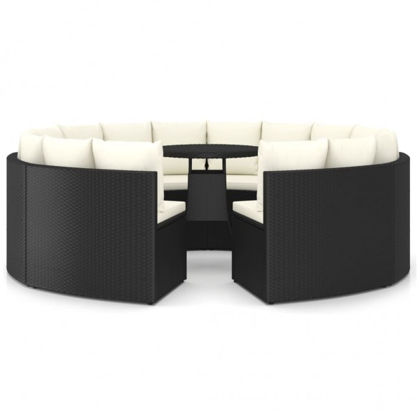 Conjunto de sofás de jardim 9 peças e almofadas ratão sintético preto M 2