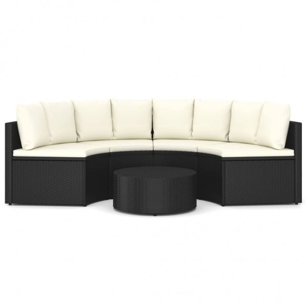 Set de sofás de jardín 5 piezas y cojines ratán sintético negro M 2