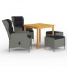 Juego de comedor para jardín 5 piezas gris claro 1