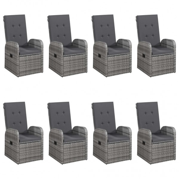 Juego de comedor para jardín 9 piezas gris M 5