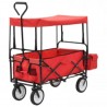 Carrito de mano plegable de acero con capota rojo 1