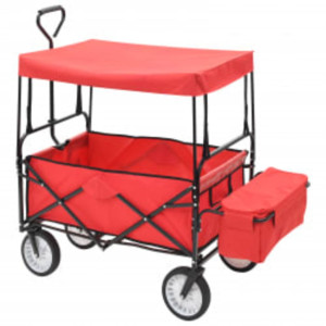 Carrito de mano plegable de acero con capota rojo H