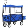 Carrito de mano plegable de acero con capota azul 1