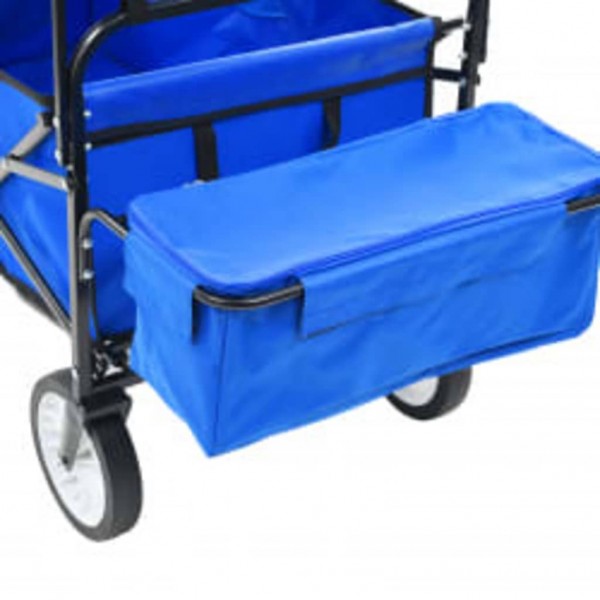 Carrito de mano plegable de acero con capota azul M 4