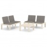 3 pcs conjunto lounge de jardim com almofadões plástico branco 2