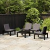 4 pcs conjunto lounge de jardim c/ almofadões plástico cinzento 1