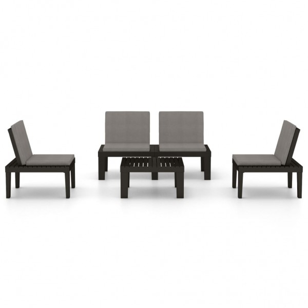 Set de muebles de jardín 4 piezas con cojines plástico gris M 3