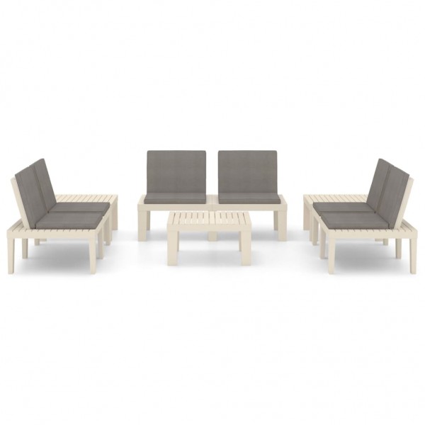 Set de muebles de jardín 6 piezas con cojines plástico blanco M 3