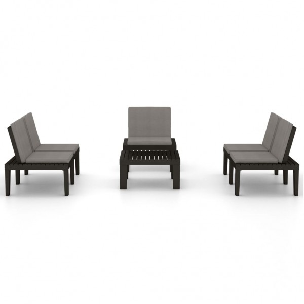 Set de muebles de jardín 4 piezas con cojines plástico gris M 3