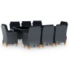 Set comedor jardín 9 pzas cojines ratán sintético gris oscuro 1