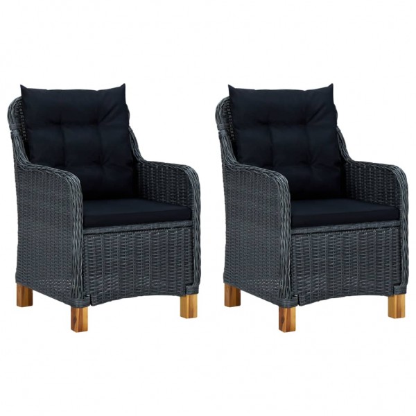Set muebles jardín 3 pzas ratán sintético gris oscuro y cojines M 2