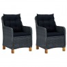 Set muebles jardín 3 pzas ratán sintético gris oscuro y cojines 2
