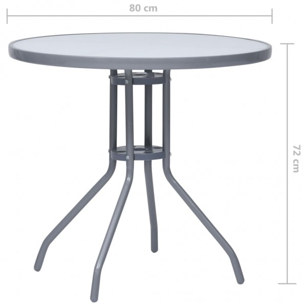 Mesa de jardim 80 cm aço e vidro cinzento-claro M 5