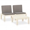 2 pcs conjunto lounge de jardim com almofadões plástico branco 2