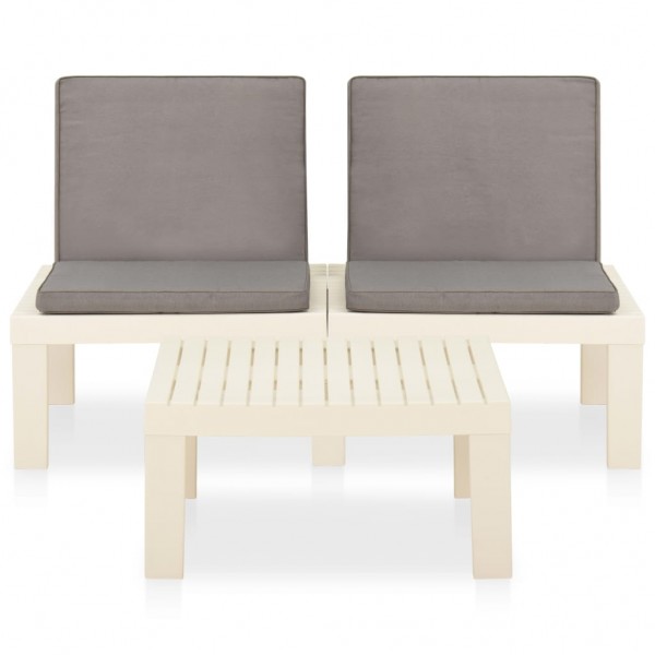 Set de muebles de jardín 2 piezas con cojines plástico blanco M 3