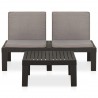 2 pcs conjunto lounge de jardim c/ almofadões plástico cinzento 3