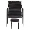 Silla de relax reposabrazos y reposapiés cuero auténtico negro 2