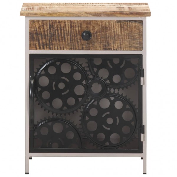 Mesita de noche de madera de mango rugosa 40x30x50 cm M 4