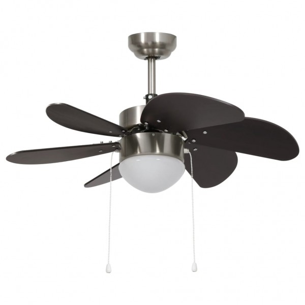 Ventilador de techo con lámpara marrón oscuro 76 cm D