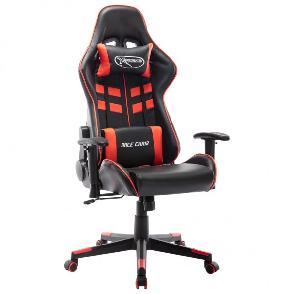 Silla de gaming de cuero sintético negro y rojo D