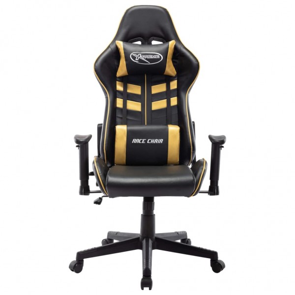 Silla de gaming de cuero sintético negro y dorado M 2