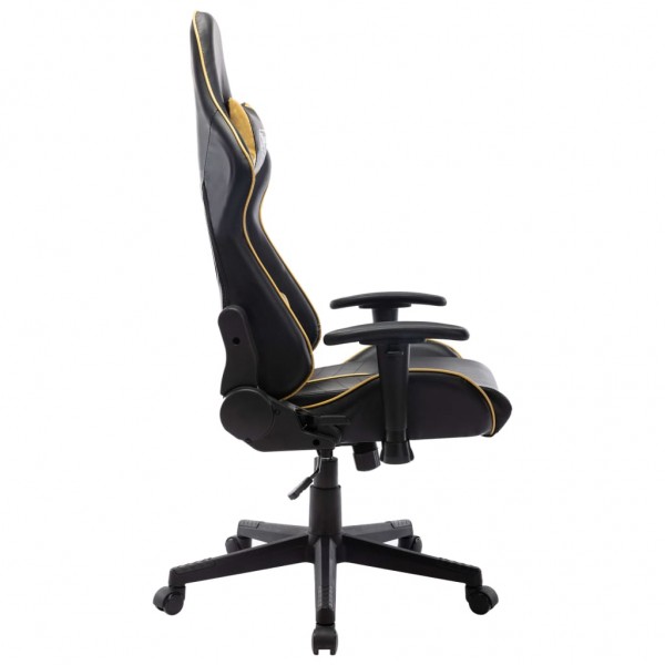 Silla de gaming de cuero sintético negro y dorado M 3