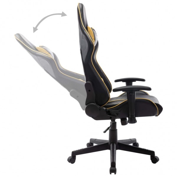 Silla de gaming de cuero sintético negro y dorado M 5