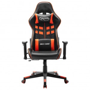Silla de gaming de cuero sintético negro y naranja H