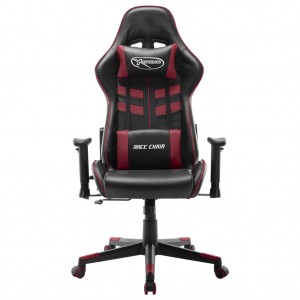 Cadeira de gaming couro artificial preto e vermelho tinto H