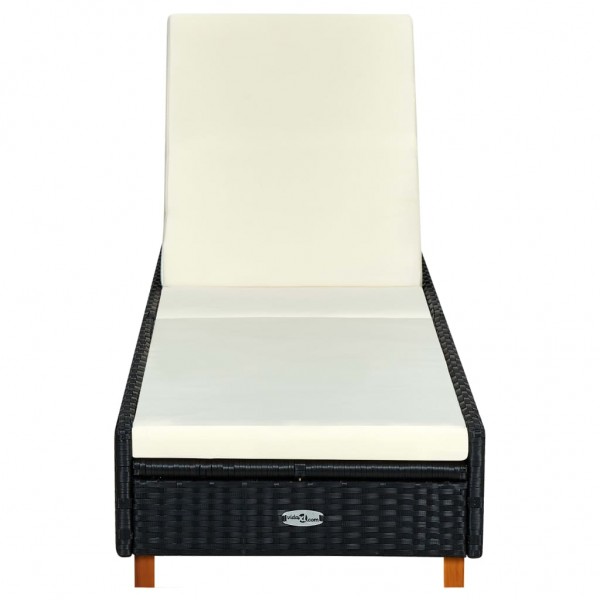 Tumbona con cojín de ratán sintético negro M 2