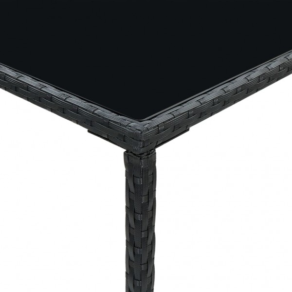Mesa de bar para jardim 70x70x110 cm vidro e vime PE preto M 5