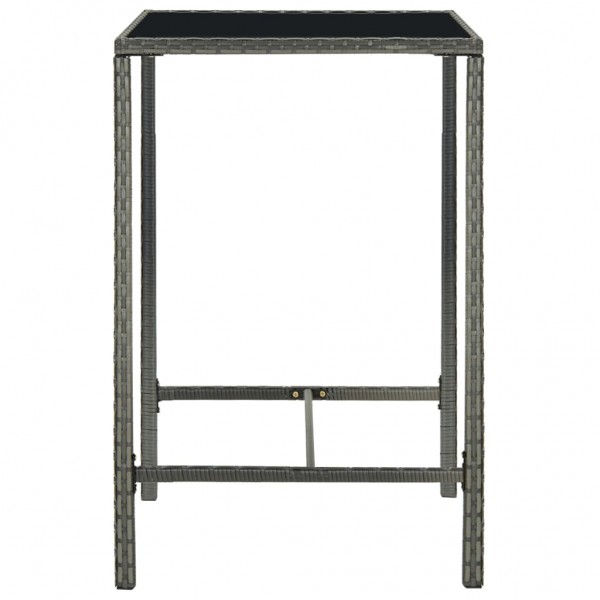 Mesa de bar para jardim 70x70x110 cm vidro e vime PE cinzento M 3