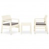 3 pcs conjunto lounge de jardim com almofadões plástico branco 1