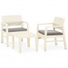 Set de muebles de jardín 3 piezas con cojines plástico blanco 2