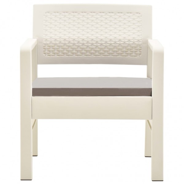3 pcs conjunto lounge de jardim com almofadões plástico branco M 4