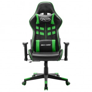 Silla de gaming de cuero sintético negro y verde H