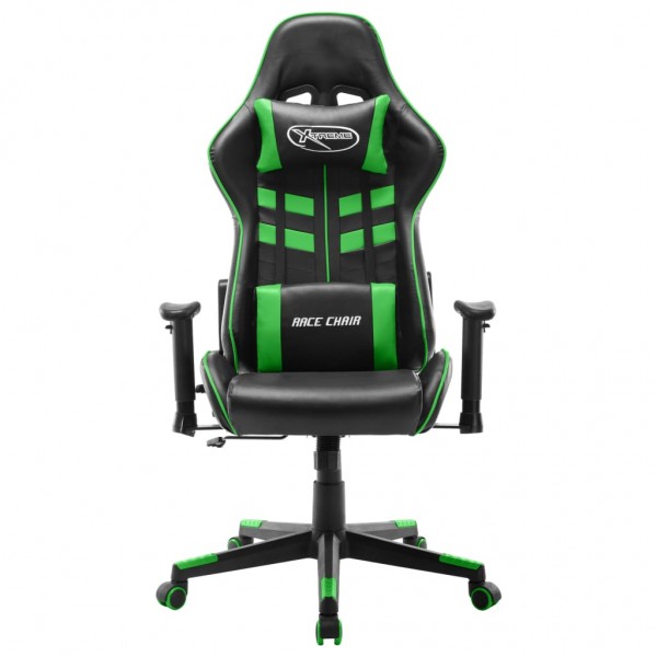 Silla de gaming de cuero sintético negro y verde M 2