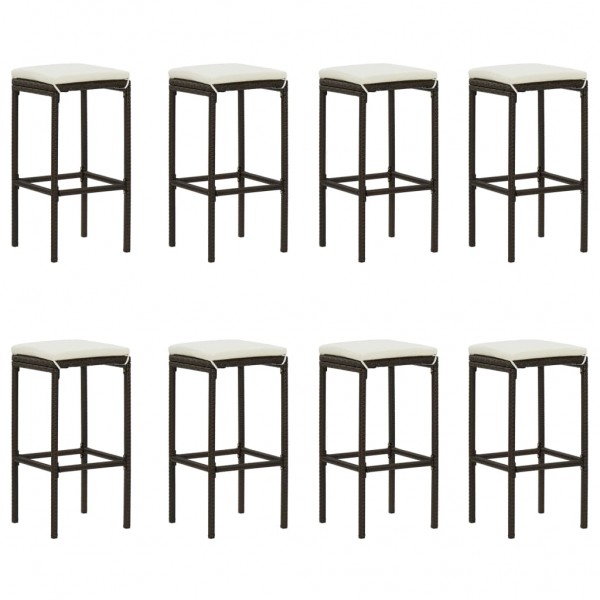 9 pcs conjunto de bar p/ jardim com almofadões vime PE castanho M 2
