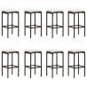 9 pcs conjunto de bar p/ jardim com almofadões vime PE castanho 2