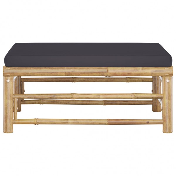 Reposapiés de jardín bambú con cojín gris oscuro M 3