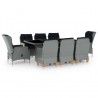 9 pcs conj. jantar exterior + almofadões vime PE cinzento-claro 1