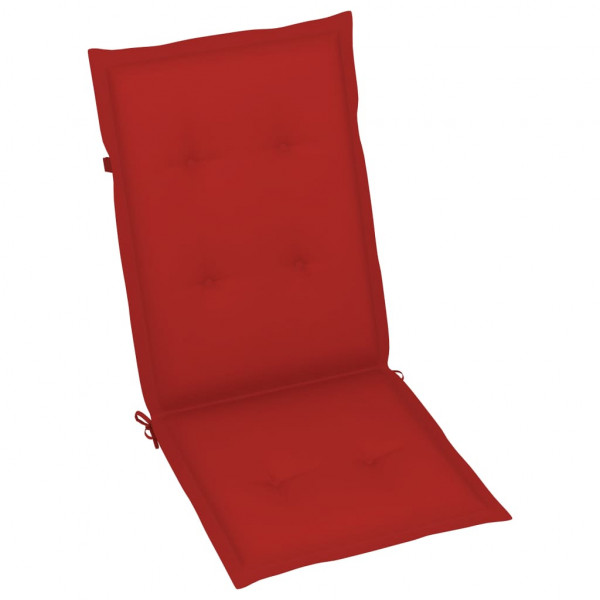 Cojín silla de jardín respaldo alto 6 uds tela rojo 120x50x3 cm M 2