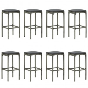 Muebles de bar para jardín 9 pzas cojines ratán sintético gris H