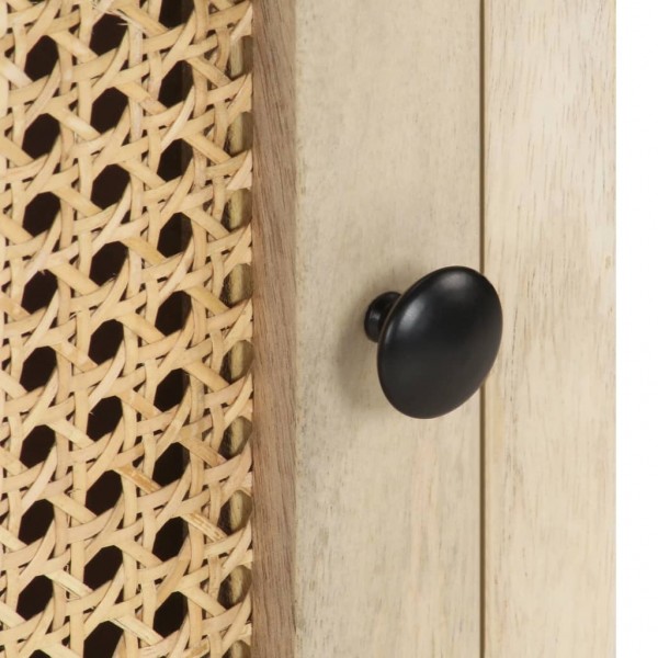 Mesita de noche madera maciza mango y caña natural 40x30x50 cm M 3