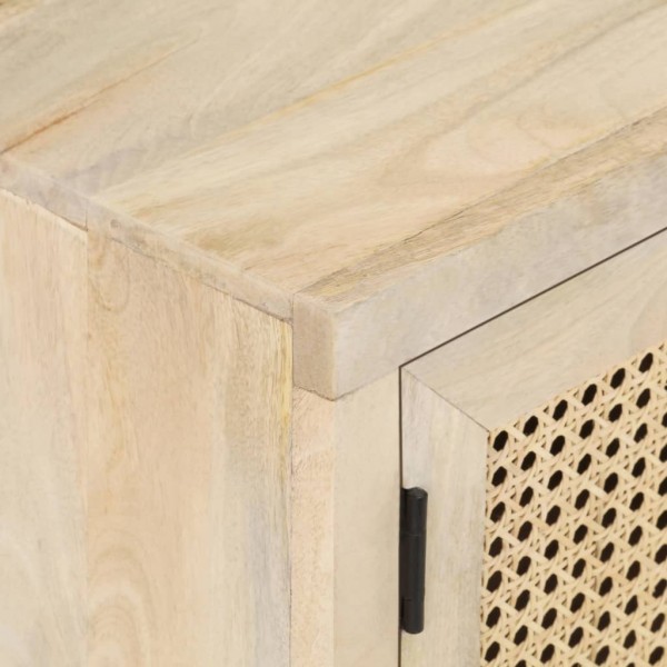 Mueble para TV madera maciza mango y caña natural 120x30x40 cm M 2