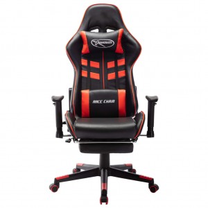 Cadeira gaming c/ apoio de pés couro artificial preto/vermelho H