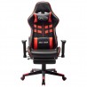 Cadeira gaming c/ apoio de pés couro artificial preto/vermelho 2