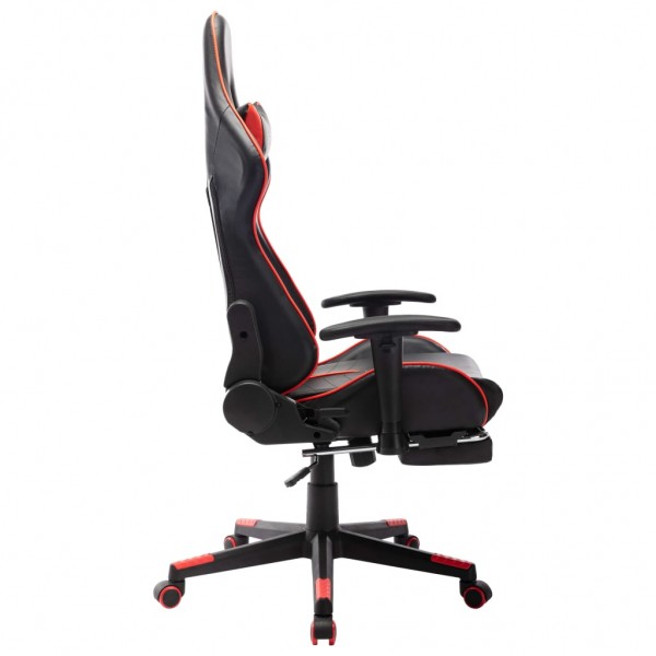 Cadeira gaming c/ apoio de pés couro artificial preto/vermelho M 3